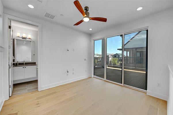 Bathroom, Empty room, Interior, Recessed Lighting, Wood Texture Flooring