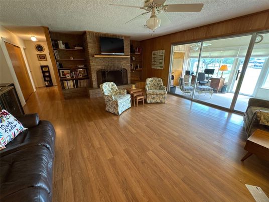 Fireplace, Interior, Living room, Stone Walls, Wood Texture Flooring