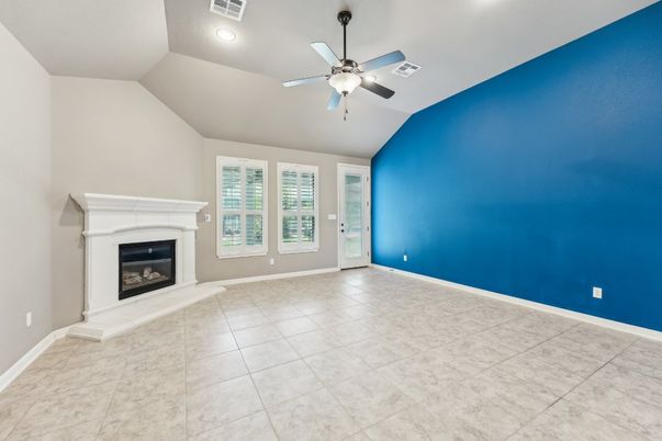 Empty room, Fireplace, Interior, Recessed Lighting