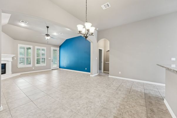 Empty room, Fireplace, Interior, Pendant Lights, Recessed Lighting