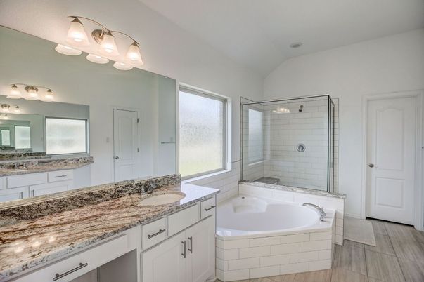Bathroom, Dual Sink Vanities, Glass Shower, Interior