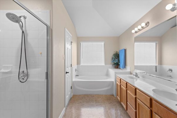 Bathroom, Dual Sink Vanities, Glass Shower, Interior