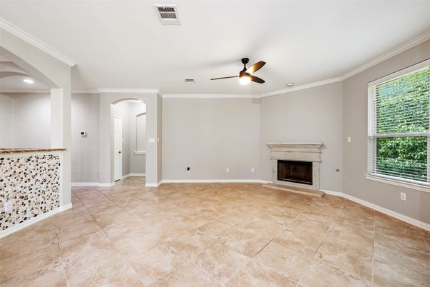 Empty room, Fireplace, Interior, Recessed Lighting