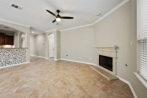 Empty room, Fireplace, Interior, Recessed Lighting