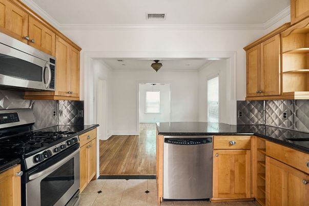 Interior, Kitchen, Stainless Steel Appliances, Wood Texture Flooring