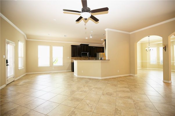 Empty room, Interior, Kitchen, Pendant Lights, Recessed Lighting