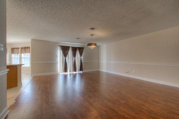 Empty room, Interior, Pendant Lights, Wood Texture Flooring