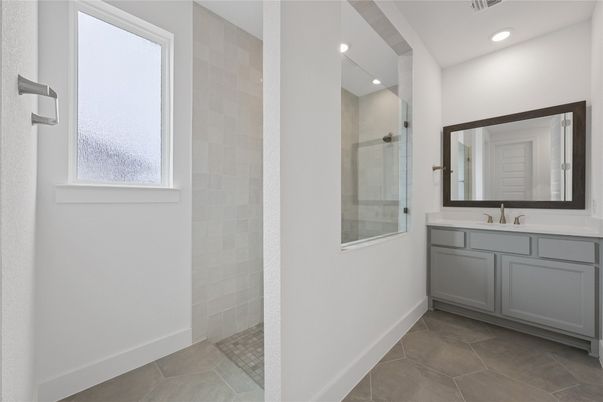 Bathroom, Glass Shower, Interior, Recessed Lighting