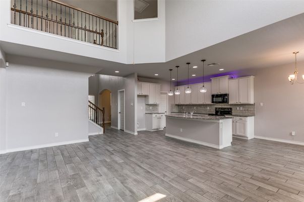 Interior, Kitchen, Pendant Lights, Recessed Lighting, Wood Texture Flooring