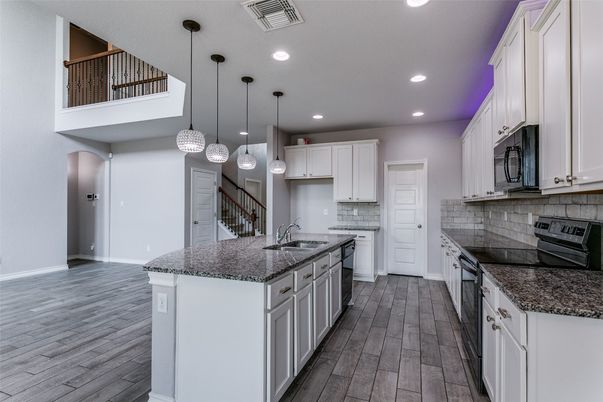 Interior, Kitchen, Pendant Lights, Recessed Lighting, Wood Texture Flooring