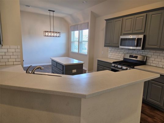Interior, Kitchen, Pendant Lights, Wood Texture Flooring