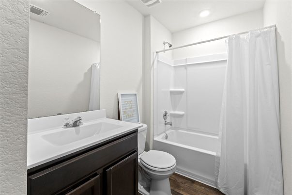 Bathroom, Interior, Recessed Lighting, Wood Texture Flooring