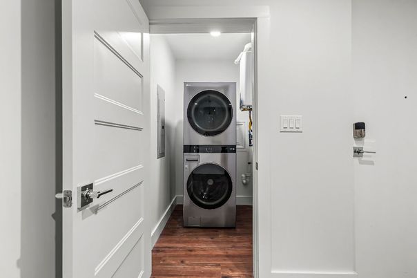 Interior, Recessed Lighting, Utility Closets, Washer, Wood Texture Flooring