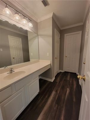 Bathroom, Dual Sink Vanities, Interior, Wood Texture Flooring