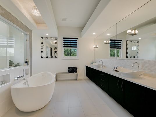 Bathroom, Dual Sink Vanities, Free Standing Baths, Interior, Recessed Lighting