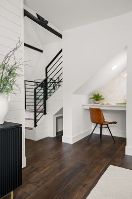 Home Office, Interior, Recessed Lighting, Wood Texture Flooring