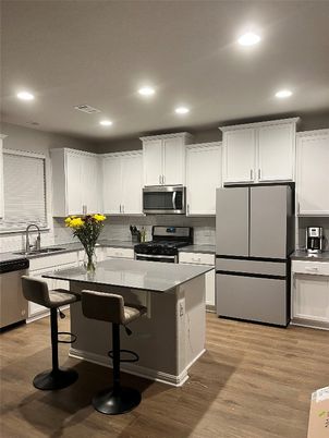 Interior, Kitchen, Recessed Lighting, Wood Texture Flooring