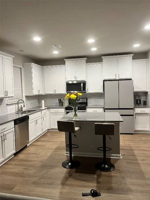 Interior, Kitchen, Recessed Lighting, Wood Texture Flooring