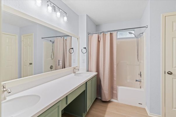 Bathroom, Dual Sink Vanities, Interior, Wood Texture Flooring