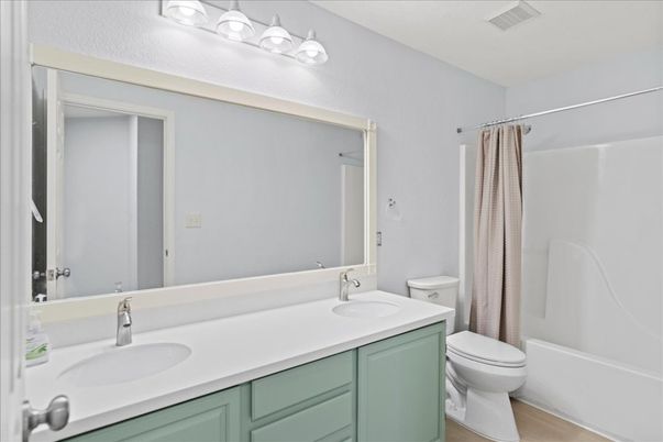 Bathroom, Dual Sink Vanities, Interior, Wood Texture Flooring