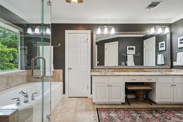 Bathroom, Dual Sink Vanities, Glass Shower, Interior