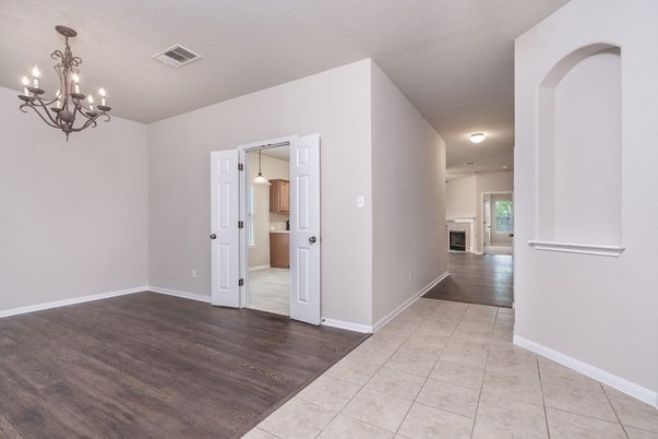 Chandelier, Empty room, Interior, Pendant Lights, Wood Texture Flooring