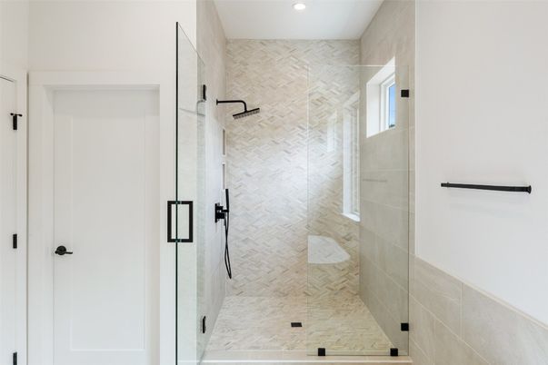 Bathroom, Glass Shower, Interior, Recessed Lighting