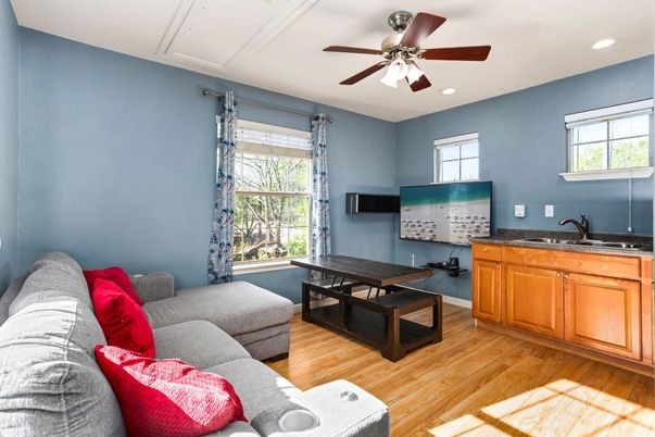 Interior, Kitchen, Living room, Recessed Lighting, Wood Texture Flooring