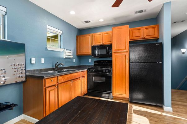 Interior, Kitchen, Recessed Lighting, Wood Texture Flooring