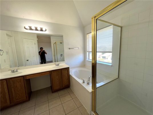 Bathroom, Dual Sink Vanities, Glass Shower, Interior