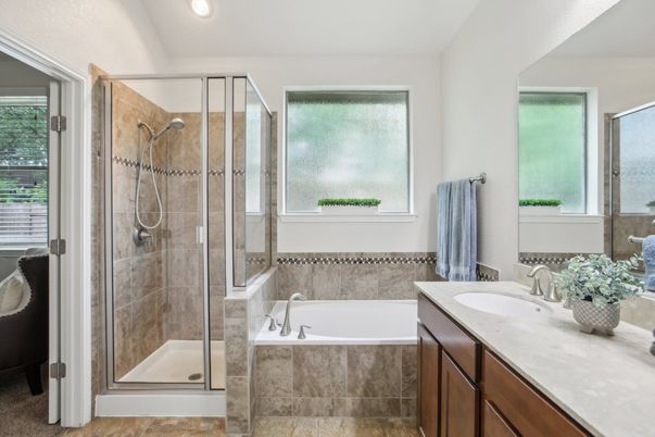Bathroom, Glass Shower, Interior, Recessed Lighting