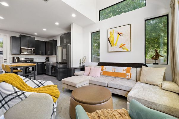Dining room, Interior, Kitchen, Living room, Recessed Lighting, Stainless Steel Appliances