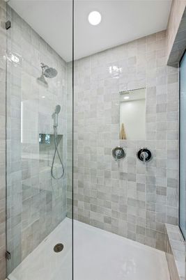 Bathroom, Glass Shower, Interior, Recessed Lighting