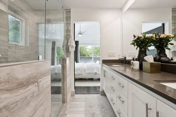 Bathroom, Bedroom, Dual Sink Vanities, Glass Shower, Interior