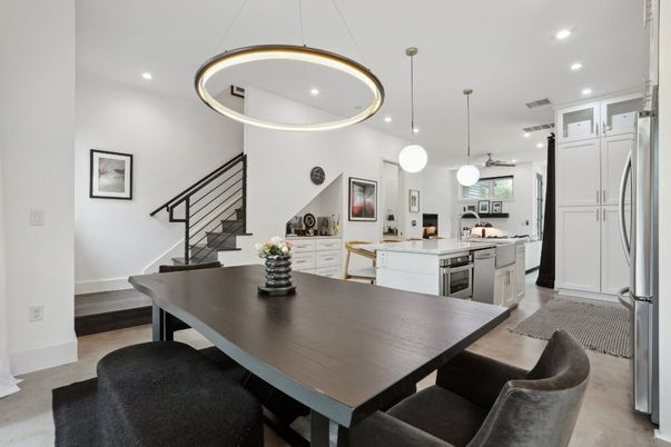Dining room, Interior, Kitchen, Pendant Lights, Recessed Lighting