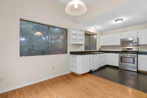 Interior, Kitchen, Stainless Steel Appliances, Wood Texture Flooring