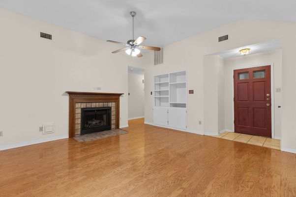 Empty room, Fireplace, Interior, Wood Texture Flooring