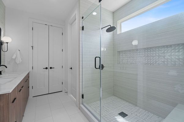 Bathroom, Glass Shower, Interior, Recessed Lighting