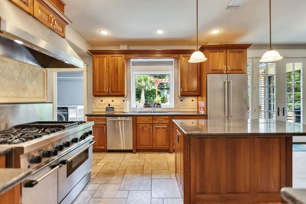 Interior, Kitchen, Pendant Lights, Recessed Lighting, Stainless Steel Appliances