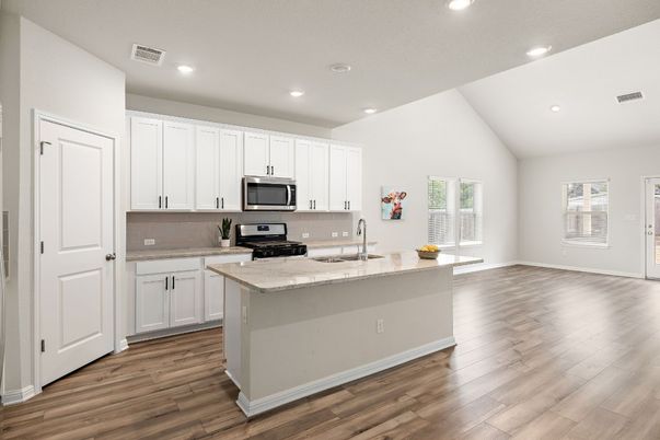 Interior, Kitchen, Recessed Lighting, Wood Texture Flooring