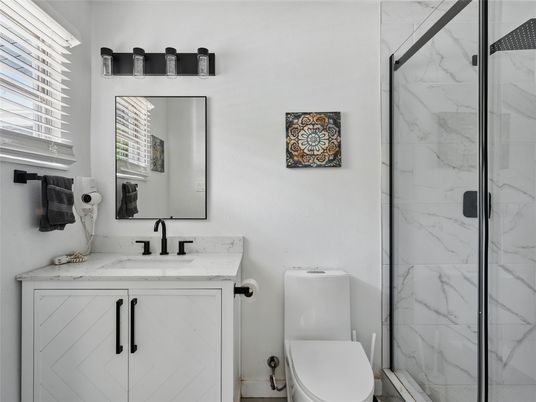 Bathroom, Glass Shower, Interior, Marble Walls