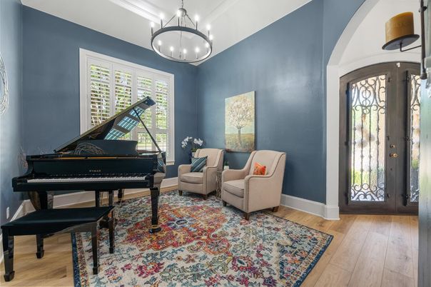 Interior, Pendant Lights, Piano, Wood Texture Flooring