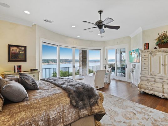 Bedroom, Interior, Recessed Lighting, Water, Wood Texture Flooring