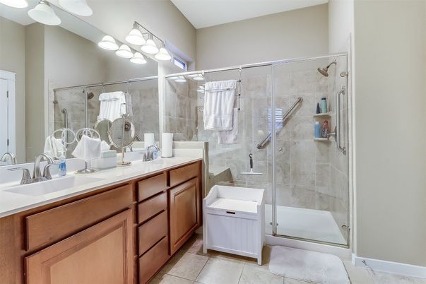 Bathroom, Dual Sink Vanities, Glass Shower, Interior