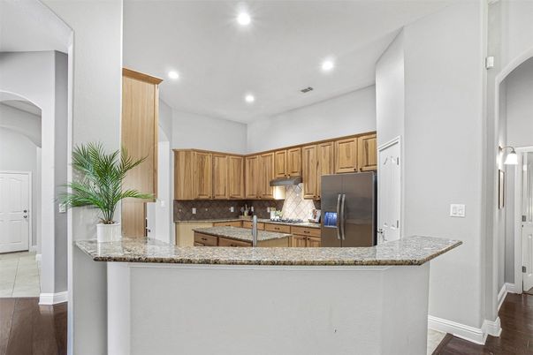 Interior, Kitchen, Recessed Lighting, Wood Texture Flooring