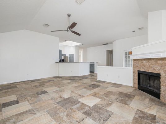 Empty room, Fireplace, Interior, Kitchen, Pendant Lights