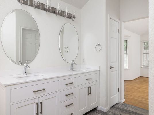 Bathroom, Dual Sink Vanities, Interior, Wood Texture Flooring