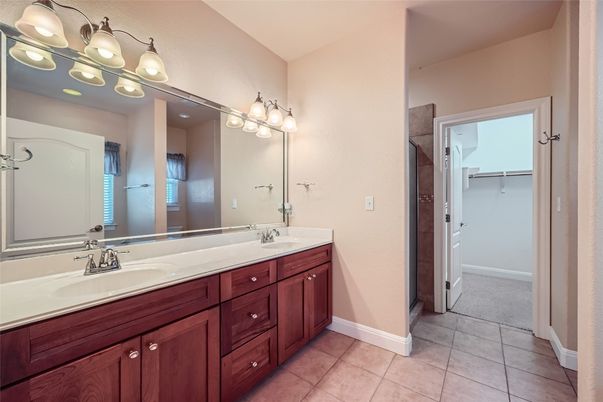 Bathroom, Dual Sink Vanities, Glass Shower, Interior