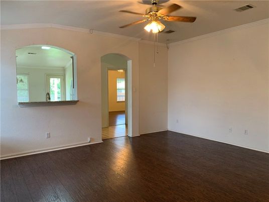 Empty room, Interior, Recessed Lighting, Wood Texture Flooring
