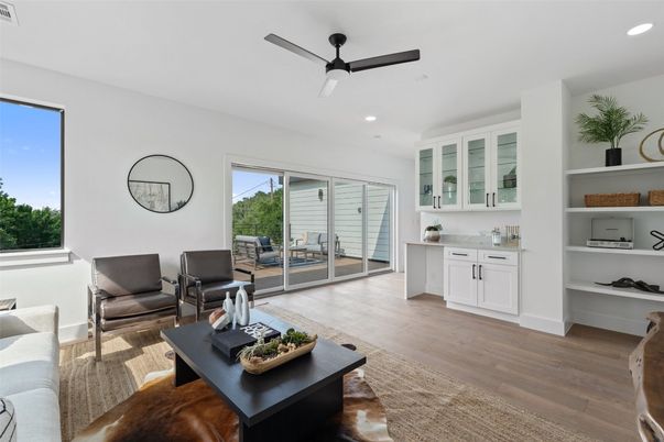 Interior, Living room, Recessed Lighting, Wood Texture Flooring
